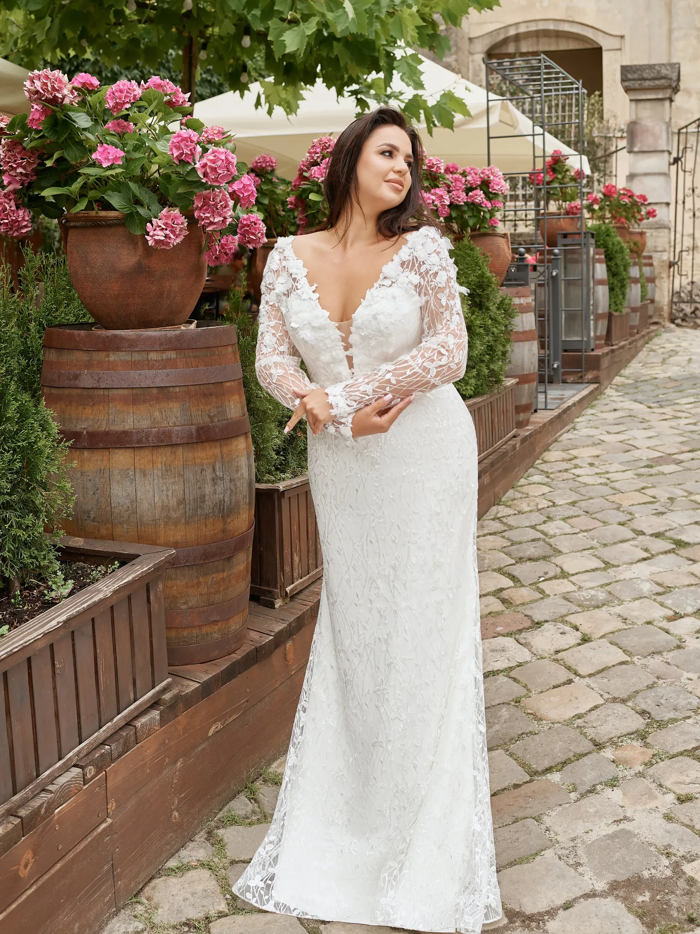 Vestido de novia Gabriela, silueta sirena, en blanco