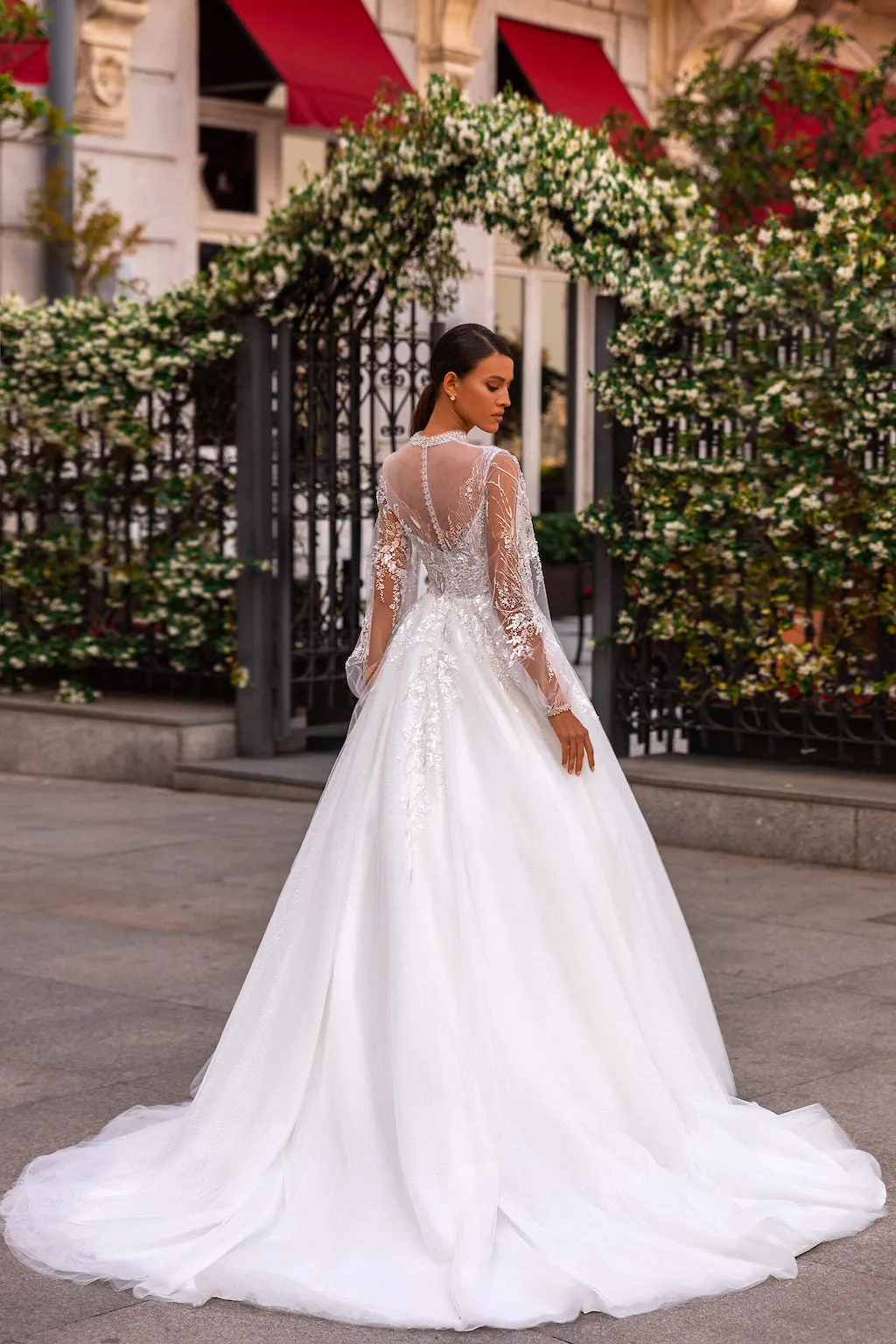 Vestido de novia Joséphine, silueta princesa, en blanco